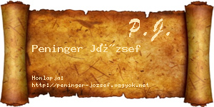 Peninger József névjegykártya